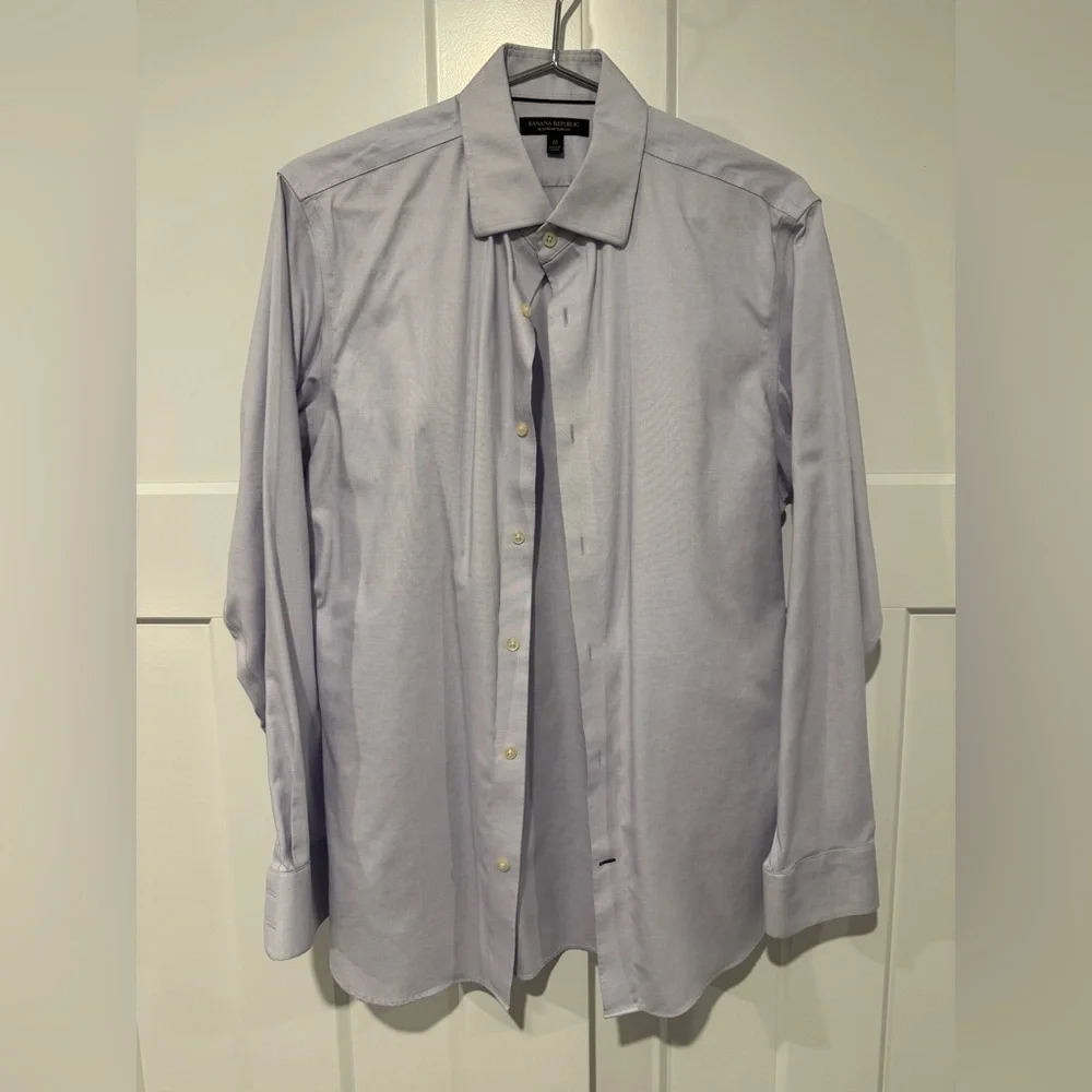 Banana Republic Men's Lavender Non-Iron Slim Fit Dress Shirt